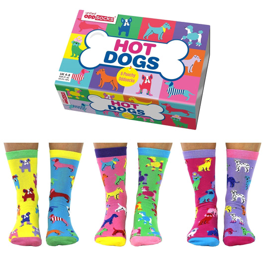 HOT DOGS | Geschenkbox für Erwachsene, 6 ungerade Socken, EUR 37–42