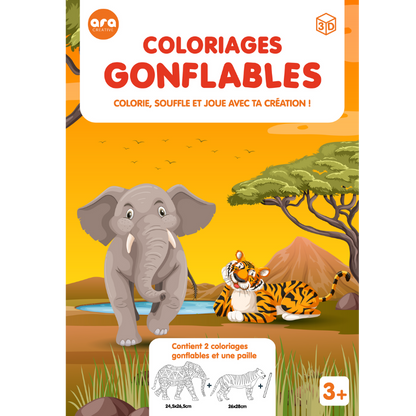 Inflatable Coloring Pages - Elephant &amp; Tigers Coloring Pages
