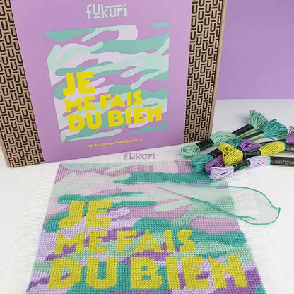 Kit Canevas - DIY - JE ME FAIS DU BIEN - Carré Fukuri