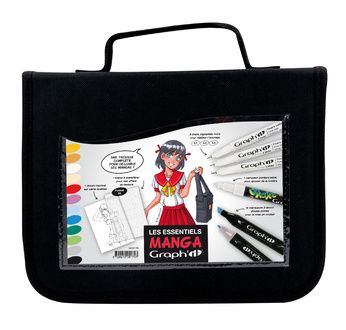 GRAPH'IT TROUSSE LES ESSENTIELS MANGA - 16 FEUTRES + 1 TRAME A6 GO MANGA