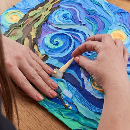 Okto Clay DIY 3D Artwork avec de l'argile mousse, « La nuit étoilée Art Bizniz DIY
