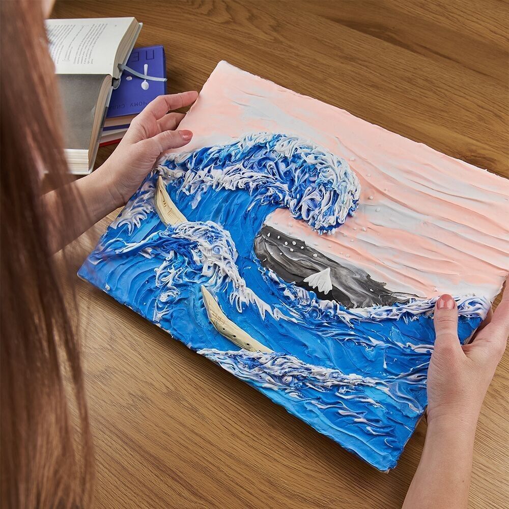 Okto Clay DIY 3D Artwork avec de l'argile mousse, Big Wave à Kanagawa Art Bizniz DIY