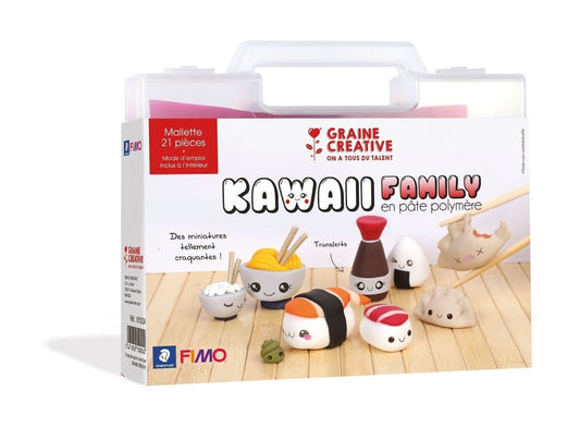 Mallette FIMO Kawaii Asie  Graine Créative. Coffret DIY complet pour créer des figurines sushis kawaii en pâte polymère.