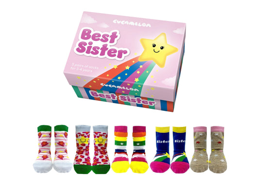 BEST SISTER |5 Paar für 2-4 Jahre |Geschenkbox