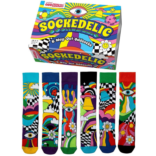 SOCKÉDÉLIC | Coffret Cadeau 6 Chaussettes Impaires Colorées – United Oddsocks | Taille 39-46