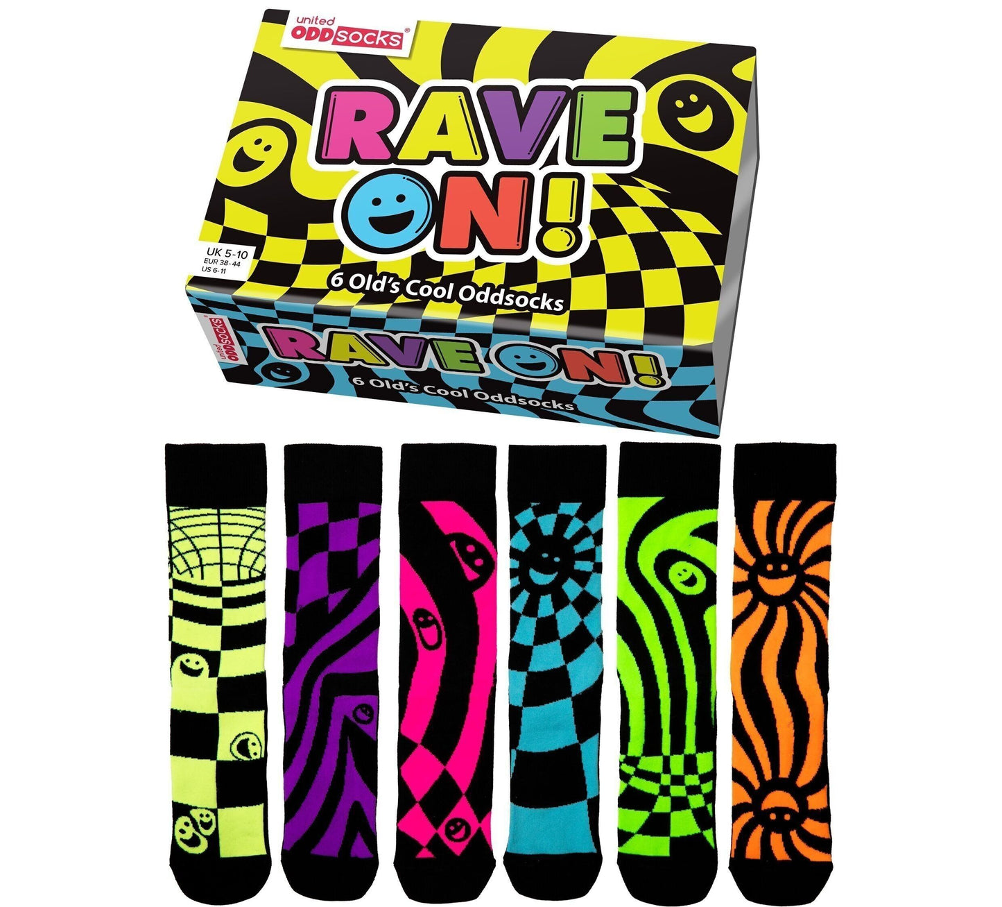 RAVE ON | Geschenkbox 6 ungerade Socken EUR 38 -44