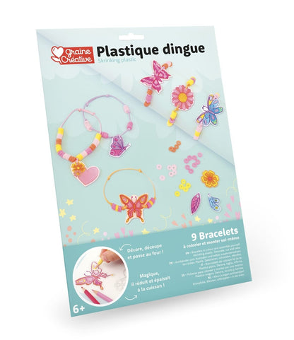 Kit Plastique Dingue Bracelets – Graine Créative . Coffret complet pour réaliser 8 bracelets colorés avec perles et breloques.
