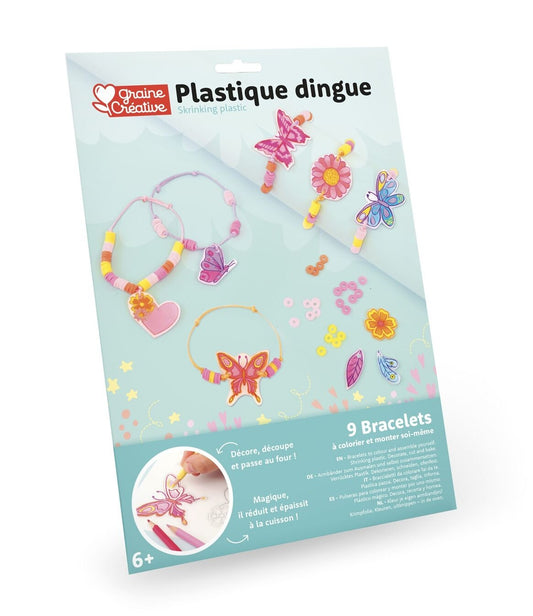 Kit Plastique Dingue Bracelets – Graine Créative . Coffret complet pour réaliser 8 bracelets colorés avec perles et breloques.