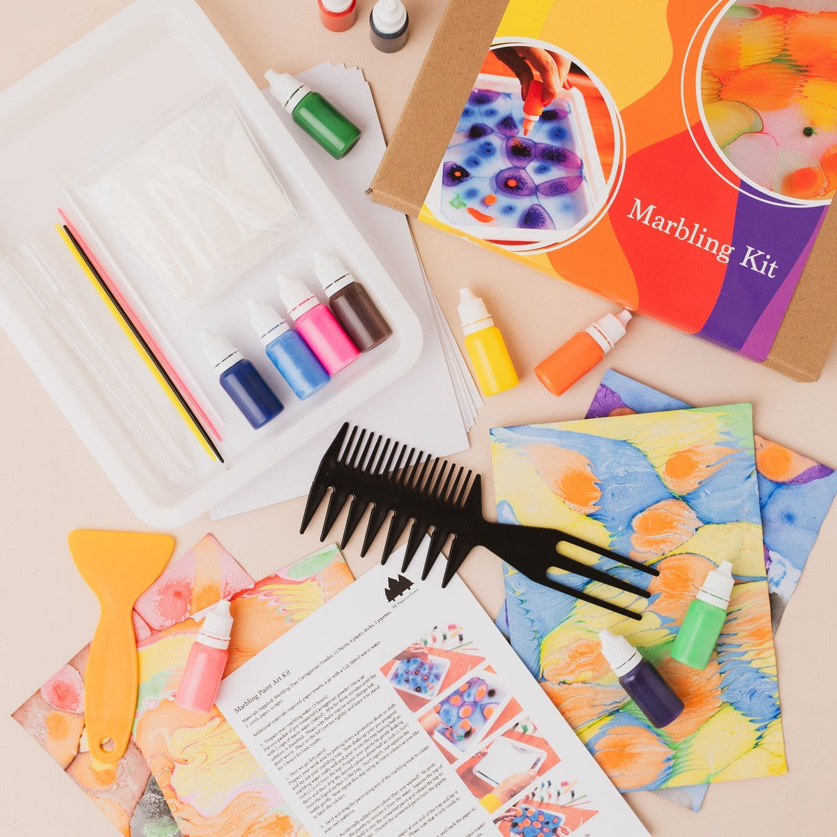 Kit de peinture marbrée, imprimez vous-même votre propre art marbré, k