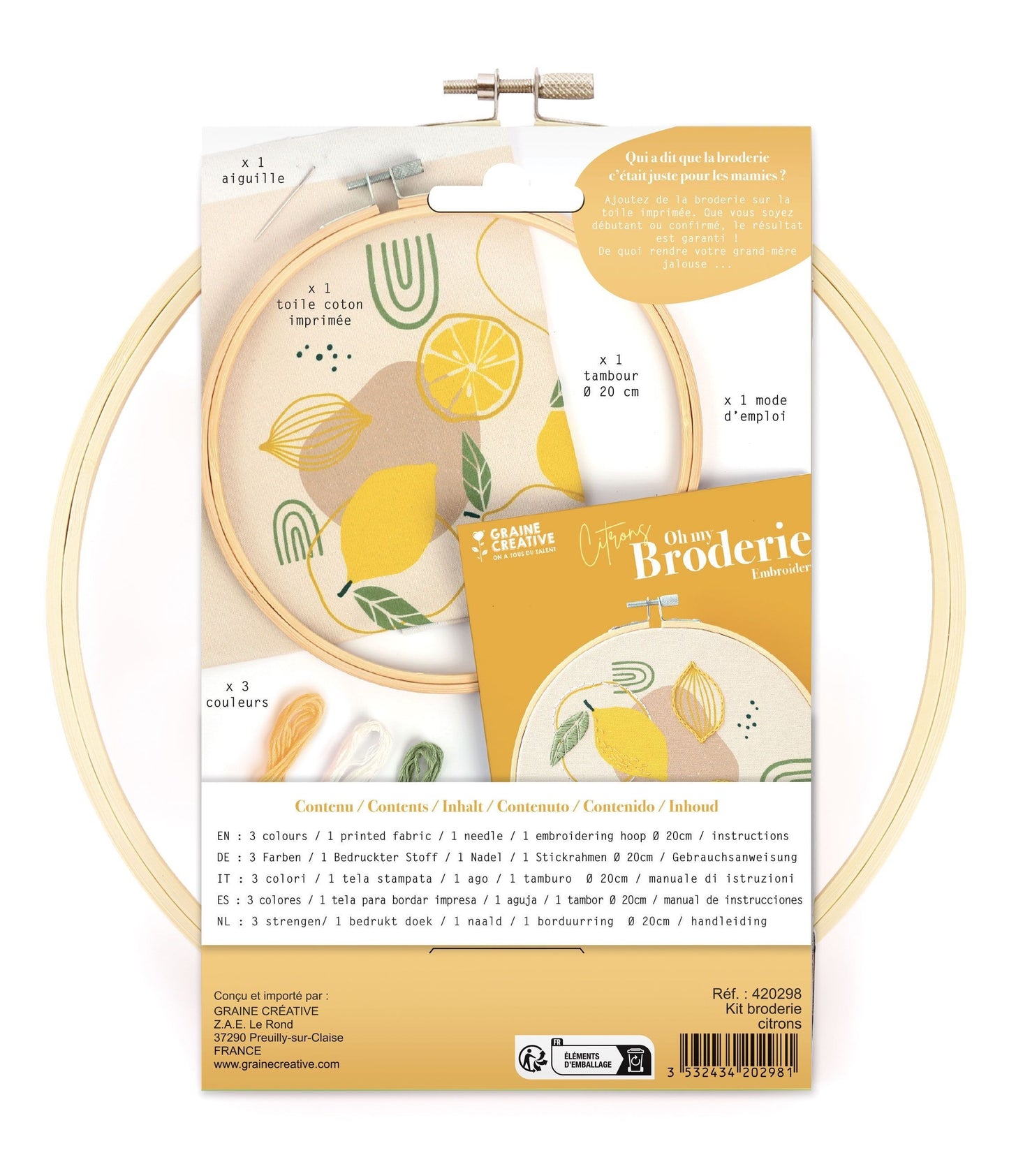 Kit broderie Graine Créative - Oh my broderie - Citrons