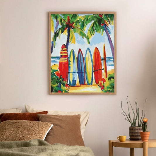 Broderie Diamant – Planches de surf colorées 40x50cm sur châssis Figured'art