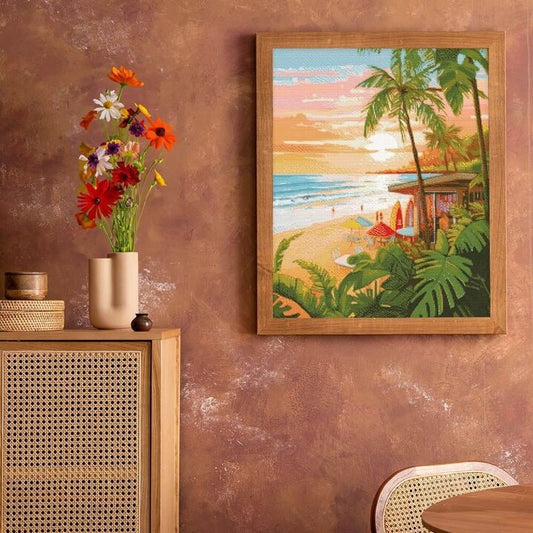 Broderie Diamant – Club de surf 40x50 cm | Toile tendue sur châssis bois – Kit complet Figured'art