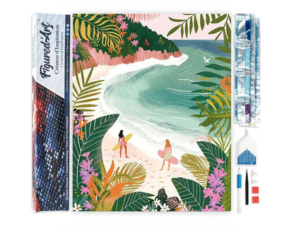 Broderie Diamant – Baie tropicale 40x50 cm | Kit complet ambiance exotique Figured'art