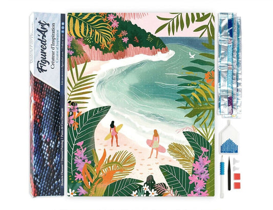Broderie Diamant – Baie tropicale 40x50 cm | Kit complet ambiance exotique Figured'art
