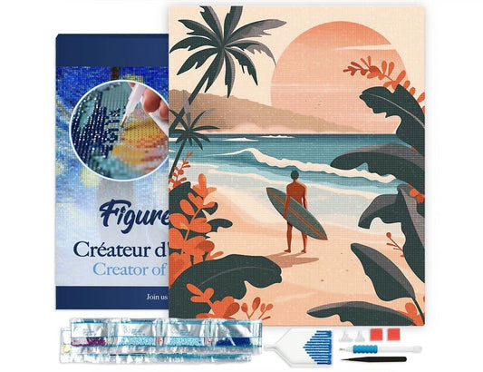 Broderie Diamant – Vagues du soir 40x50cm sur châssis | Kit complet Figured'art