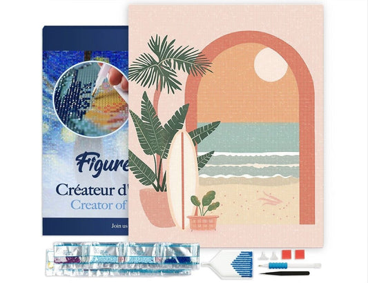 Broderie Diamant - Arche vers la mer 40x50 cm | Toile tendue sur châssis – Kit complet Figured'art