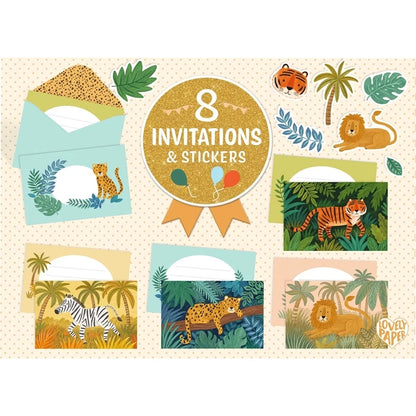 Invitations Animaux de la Jungle à Personnaliser – Set Anniversaire Enfant