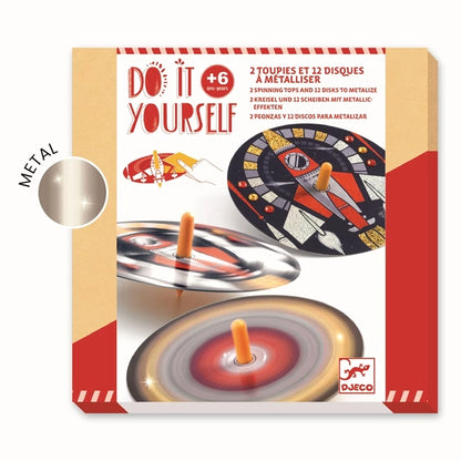 DIY Gyroscopes Hypno Cosmos Djeco – Kit Créatif 12 Toupies Métallisées Espace Djeco