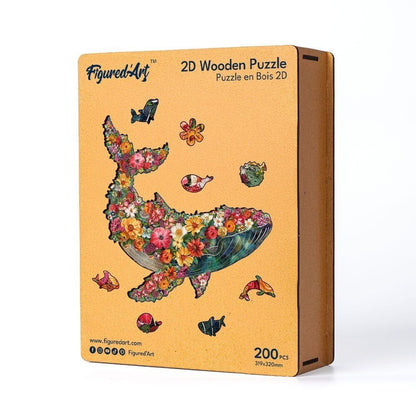 Puzzle 2D en Bois Adulte - Baleine florale
