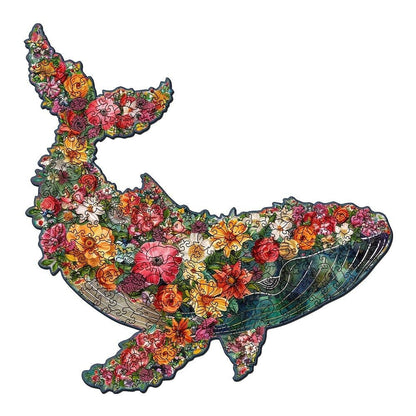 Puzzle 2D en Bois Adulte - Baleine florale