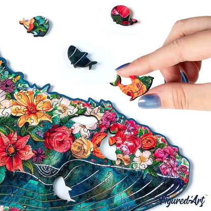 Puzzle 2D en Bois Adulte - Baleine florale
