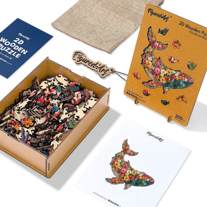 Puzzle 2D en Bois Adulte - Baleine florale