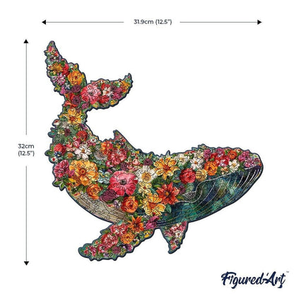 Puzzle 2D en Bois Adulte - Baleine florale