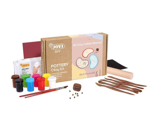 Jovi - Kit DIY Coupelles à Personnaliser | Argile autodurcissante + tampons + peintures