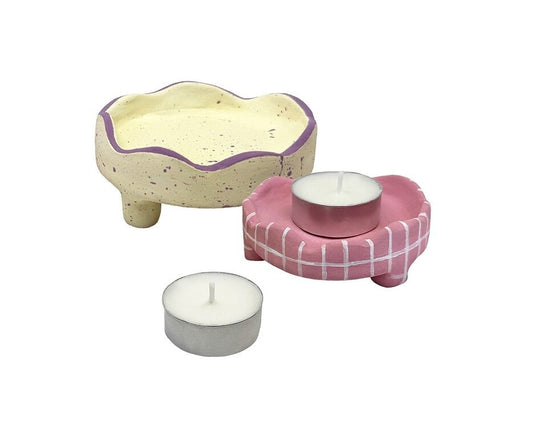 Jovi - DIY Bougeoirs Air Dry | Kit créatif pour fabriquer 2 bougeoirs avec argile autodurcissante + bougies  peintures