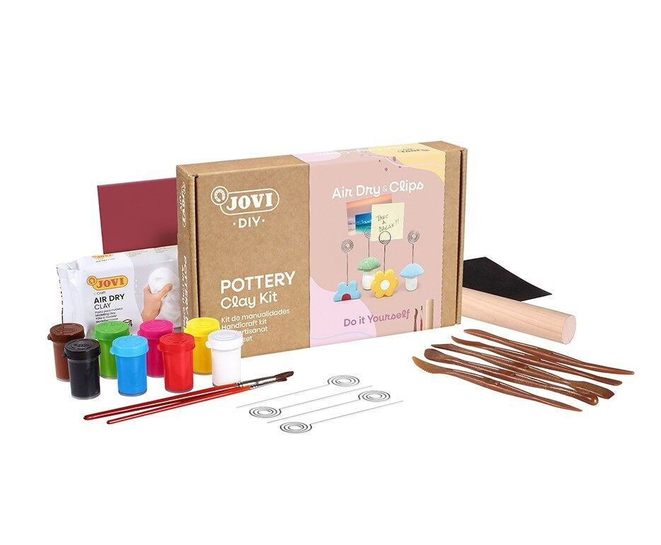 Jovi - DIY Portes Photos Air Dry | Kit créatif pour fabriquer des porte-photos avec argile autodurcissante + peintures