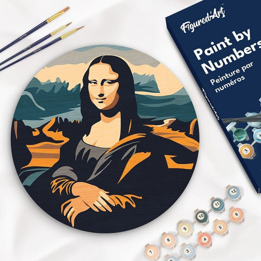 Peinture par Numéro – Mona Lisa 30cm sur disque bois | Kit DIY Figured'art