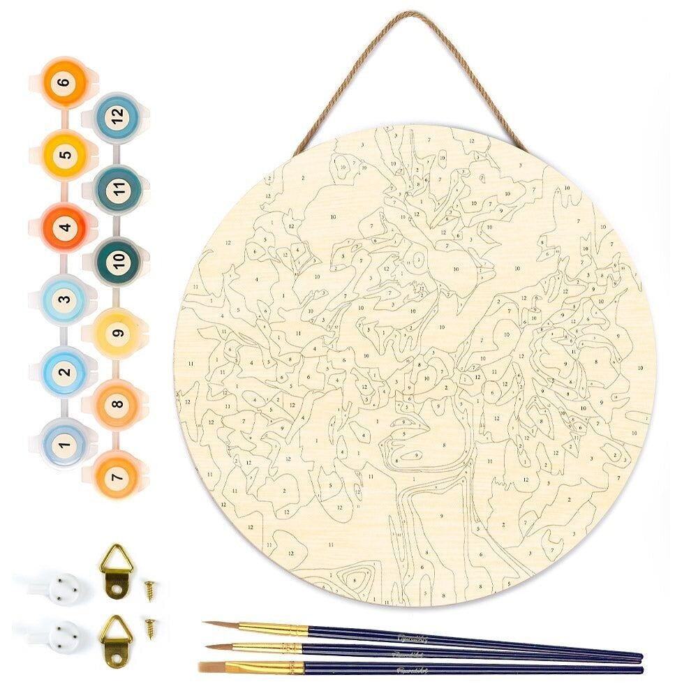 Peinture par Numéro sur Disque en Bois – Beauté derrière les fleurs | Kit Créatif DIY Décoration Murale