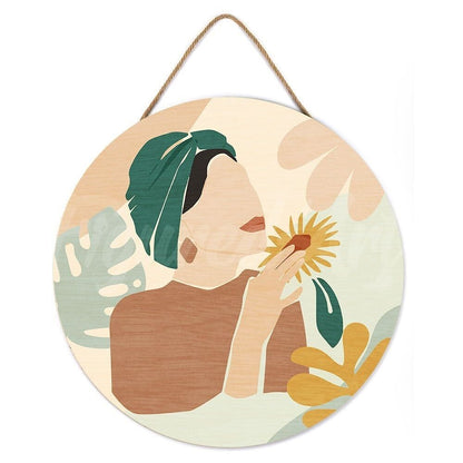 Paint by Number on Wooden Disc - Woman in Green Turban