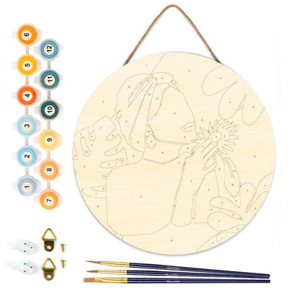 Paint by Number on Wooden Disc - Woman in Green Turban