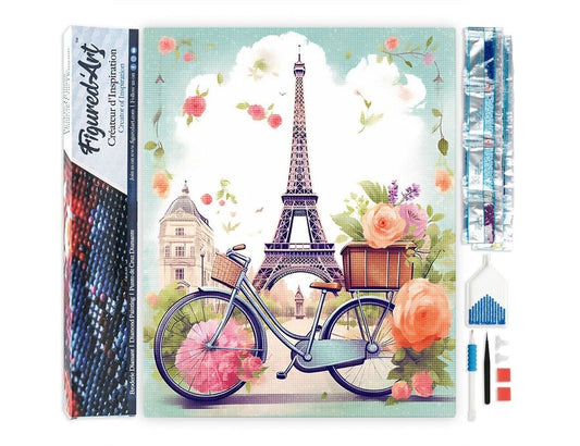 Broderie Diamant – Paris en fleurs 40x50cm | Kit complet DIY Figured'art