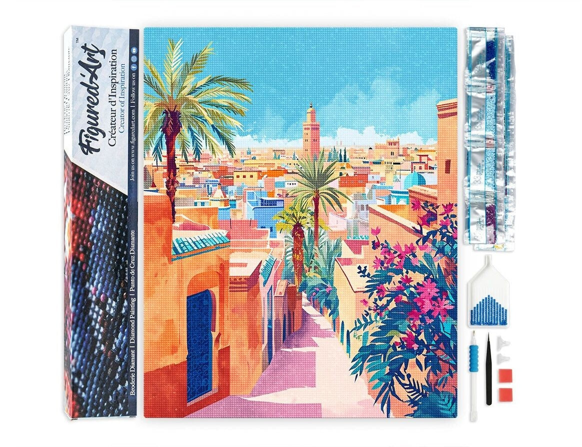 Broderie Diamant – Marrakech | Kit complet 40x50 cm avec diamants carrés Figured'art