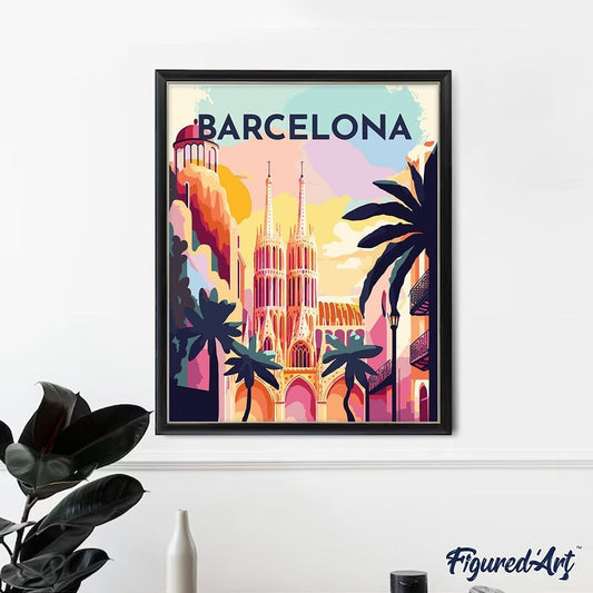 Broderie Diamant – Affiche de Voyage Barcelone | Kit Complet 40x50 cm