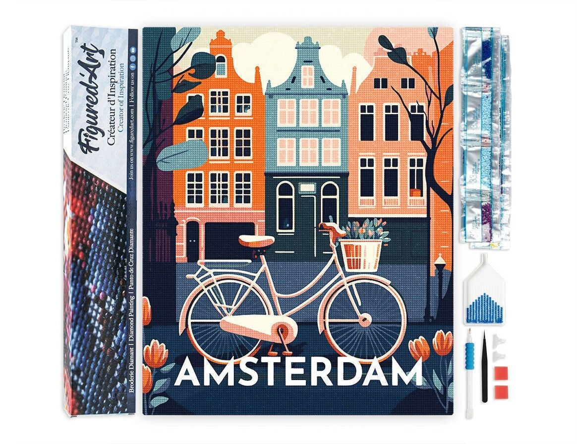 Diamond Painting – Amsterdam Travel Poster | Complete Kit 40x50 cm