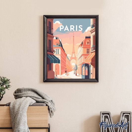 Broderie Diamant Paris 40x50 cm – Kit Complet Affiche Rétro à Strass Figured'art