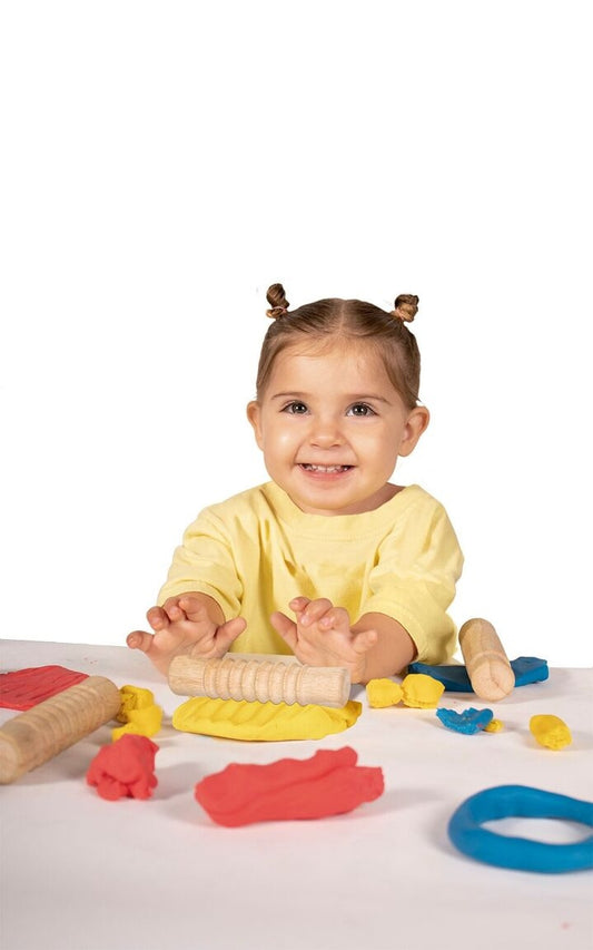 Jovi – Mon Premier Coffret de Pâte à Modeler + Rouleaux en Bois | Activité sensorielle dès 2 ans