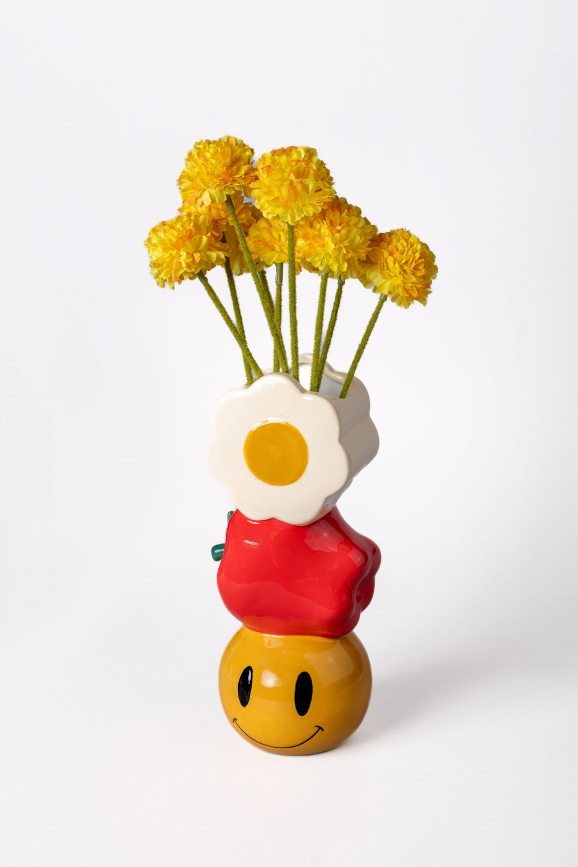 Vase en Céramique Amusant – Design Marguerite, Pomme & Smiley par Ban.do Ban.do