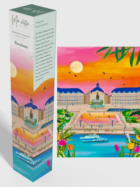 Peinture en Diamant - Bordeaux Place de la Bourse 30x40cm | Kit Diamond Painting Complet