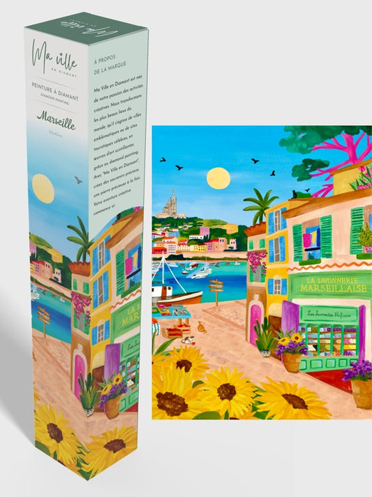 Peinture en Diamant – Marseille Vieux-Port 30x40 cm – Kit Complet Diamond Painting