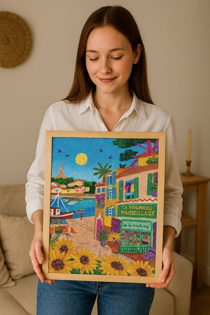 Peinture en Diamant – Marseille Vieux-Port 30x40 cm – Kit Complet Diamond Painting