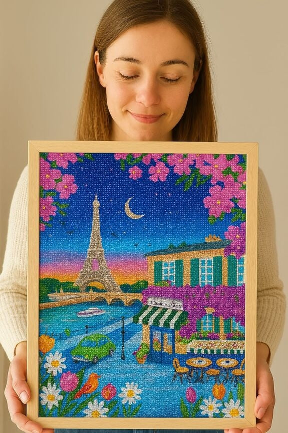 Peinture en Diamant – Paris la Nuit, Vue sur la Tour Eiffel 30x40 cm – Kit Complet Diamond Painting
