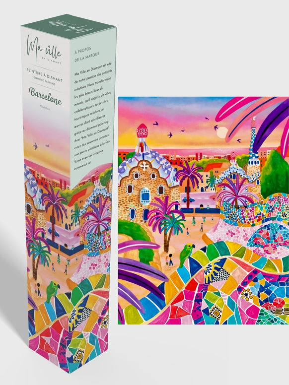 Peinture en Diamant – Barcelone Vue du Parc Güell 30x40 cm – Kit Complet Diamond Painting