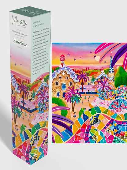 Peinture en Diamant – Barcelone Vue du Parc Güell 30x40 cm – Kit Complet Diamond Painting