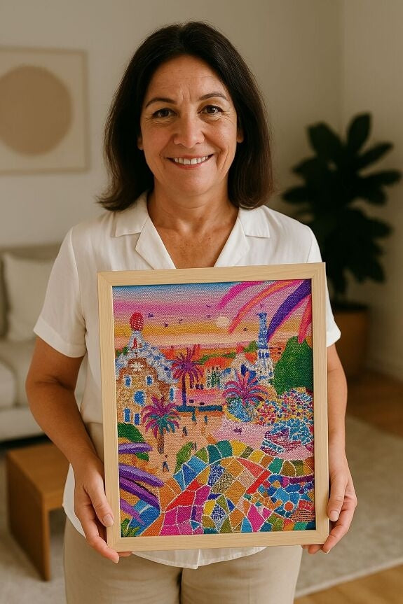 Peinture en Diamant – Barcelone Vue du Parc Güell 30x40 cm – Kit Complet Diamond Painting