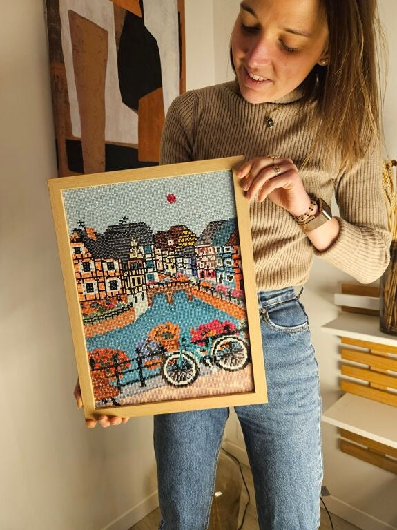 Peinture en Diamant – Colmar, Maisons à Colombages 30x40 cm – Kit Complet Diamond Painting