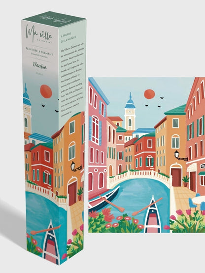 Peinture en Diamant – Venise Balade en Pirogue 30x40 cm – Kit Complet Diamond Painting